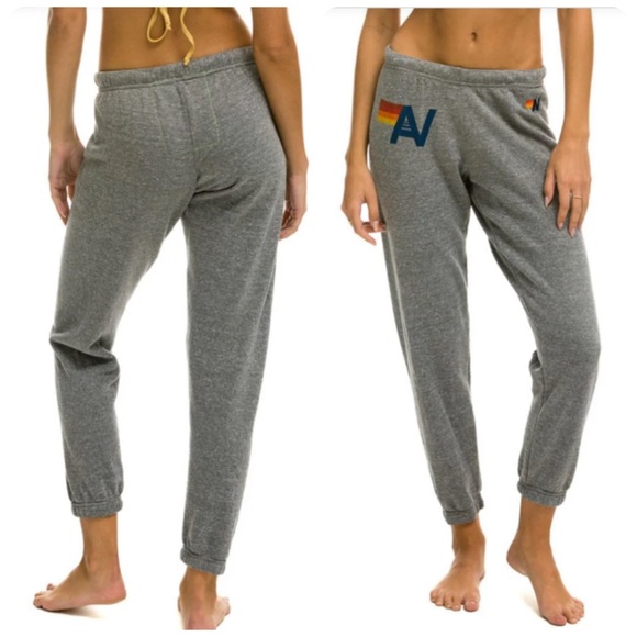 Aviator Nation Pants - Aviator Nation Heather Gray Logo Sweatpants Womens Size XL